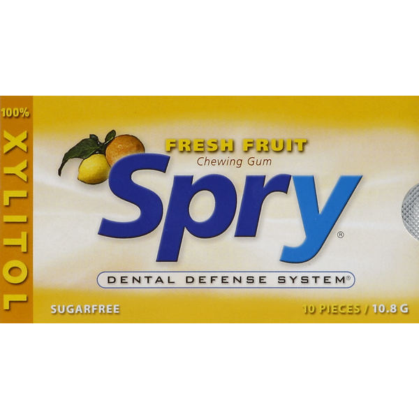 Mint & Gum Spry Chewing Gum, Sugarfree, Fresh Fruit hero