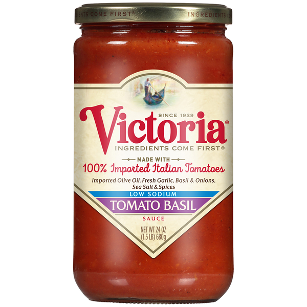 Pasta Sauce Victoria Low Sodium Tomato Basil Sauce hero