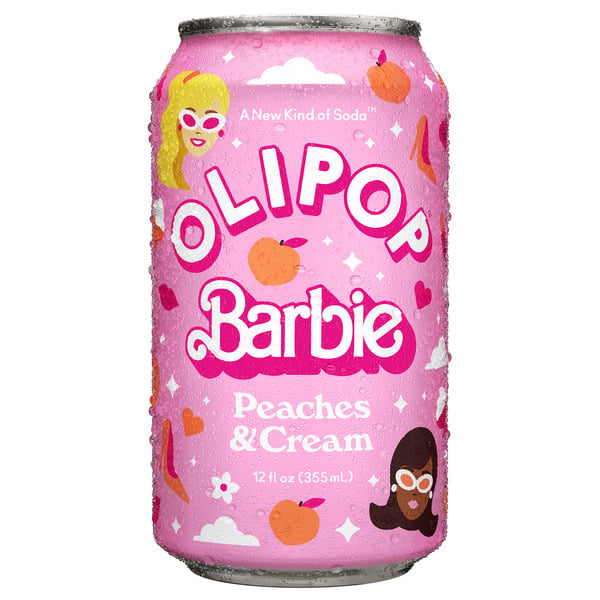 OLIPOP Barbie Prebiotic Soda, Peaches & Cream hero