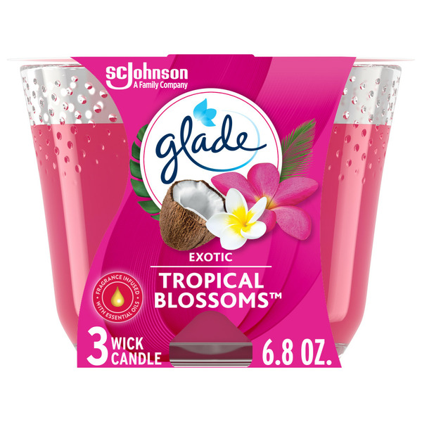 Air Fresheners & Candles Glade® 3-Wick Candle, Exotic Tropical Blossoms, Fragrance Infused with Essential Oils hero