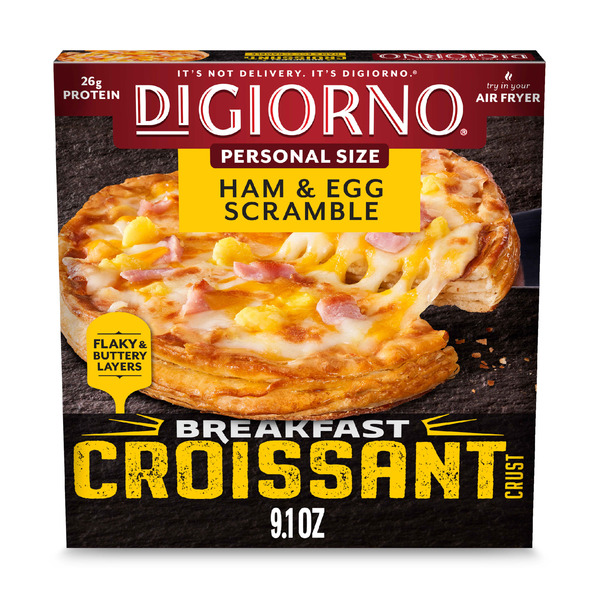 DiGiorno Personal Size Breakfast Croissant Crust Ham & Egg Scramble Frozen Pizza hero