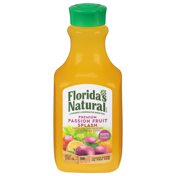 Juice & Nectars Florida's Natural Flavored Drink, Passion Fruit Splash, Premium hero