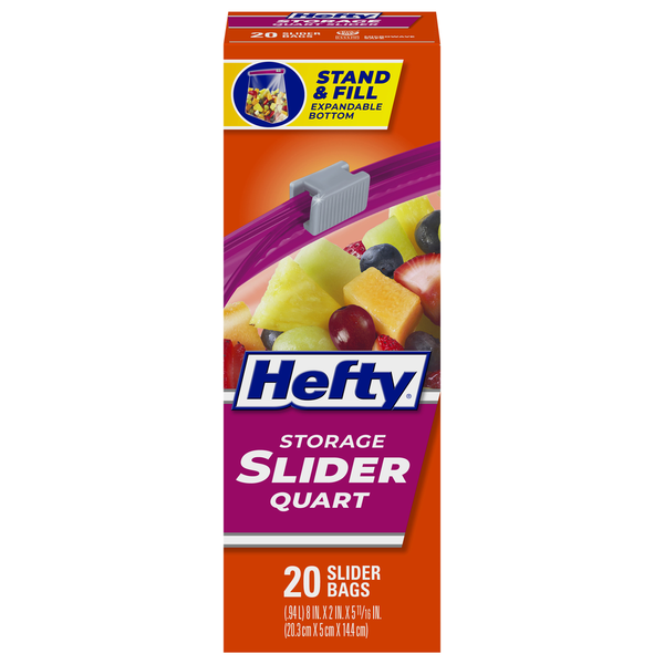 Food Storage Hefty Slider Bags, Storage, Quart hero