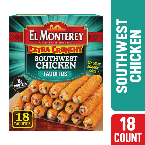 Frozen Meals El Monterey Southwest Chicken Extra Crunchy Taquitos hero