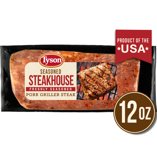 Packaged Meat Tyson Pork Griller Steak, Steakhouse Marinade hero