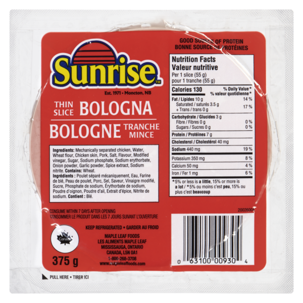 Bread Sunrise Thin Sliced Bologna hero