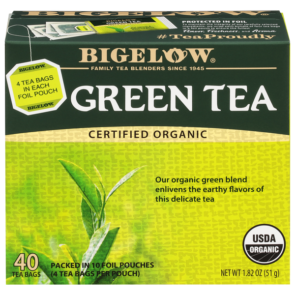 Tea (Loose, Bags and Pods) Bigelow Green Tea, Organic, Decaffeinated, Tea Bags hero