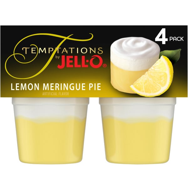 Refrigerated Pudding & Desserts Jell-O Lemon Meringue Ready-to-Eat Pie Snack Cups hero