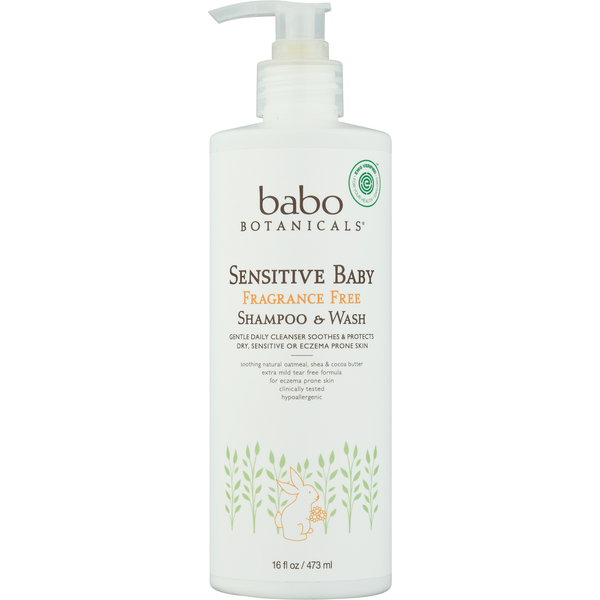 Baby Bath & Body Care Babo Botanicals Shampoo & Wash, Fragrance Free, Sensitive Baby hero