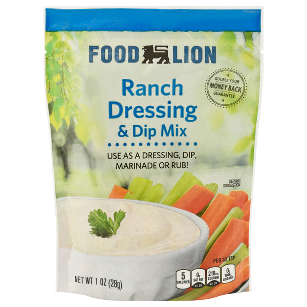 Salad Dressing & Toppings Food Lion Dressing & Dip Mix, Ranch, Pouch hero