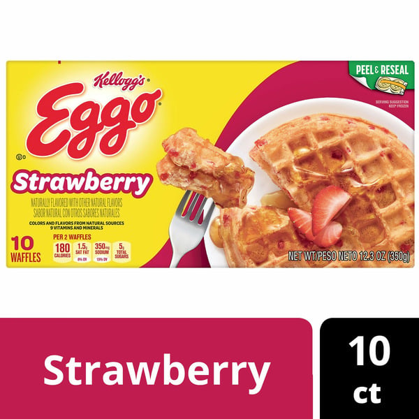 Frozen Breakfast Kellogg’s Eggo Frozen Waffles, Frozen Breakfast, Resealable, Strawberry hero