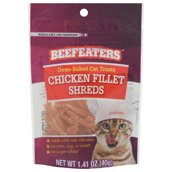 Cat Food & Care Beefeaters Cat Treats, Oven-Baked, Chicken Fillet Shreds hero