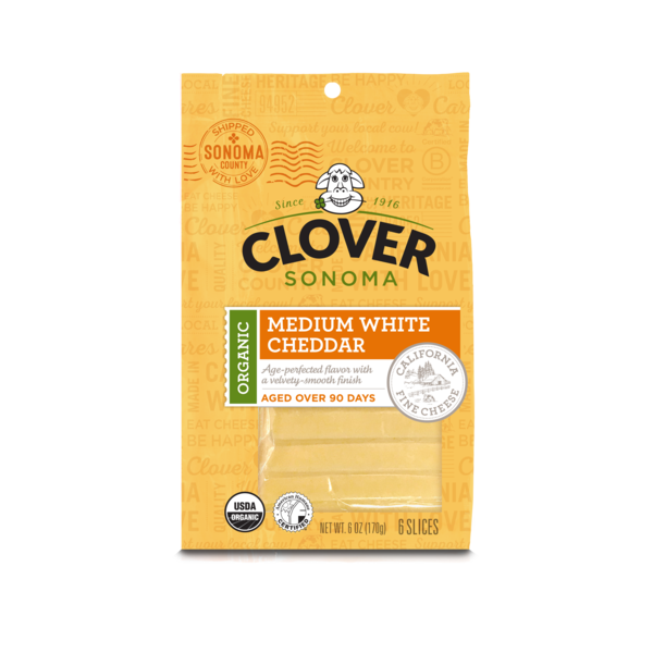 Packaged Cheese Clover Sonoma Organic Medium White Cheddar Slice hero