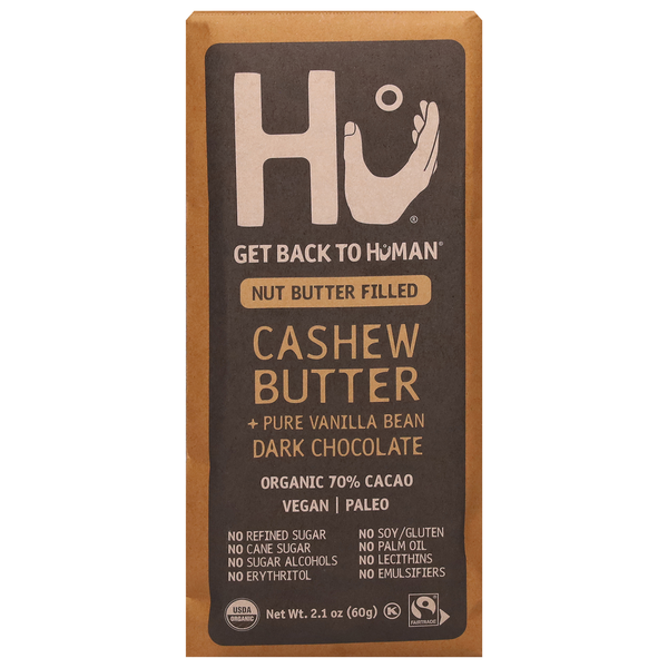 Candy & Chocolate Hu Dark Chocolate, Organic, Cashew Butter + Pure Vanilla Bean, 70% Cacao hero