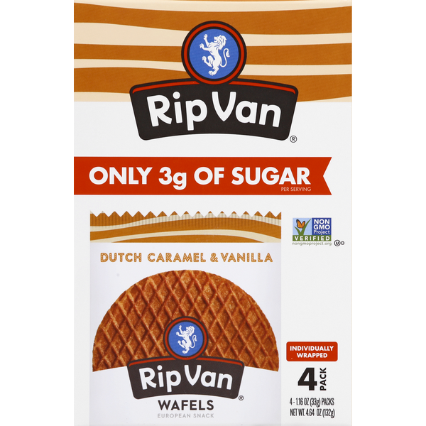 Cookies & Cakes Rip Van Wafels Wafels, Dutch Caramel & Vanilla, 4 Pack hero