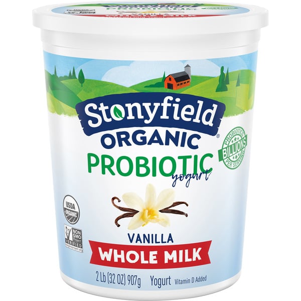 Yogurt, Kefir & Smoothies Stonyfield Organic Whole Milk Probiotic Yogurt Vanilla hero