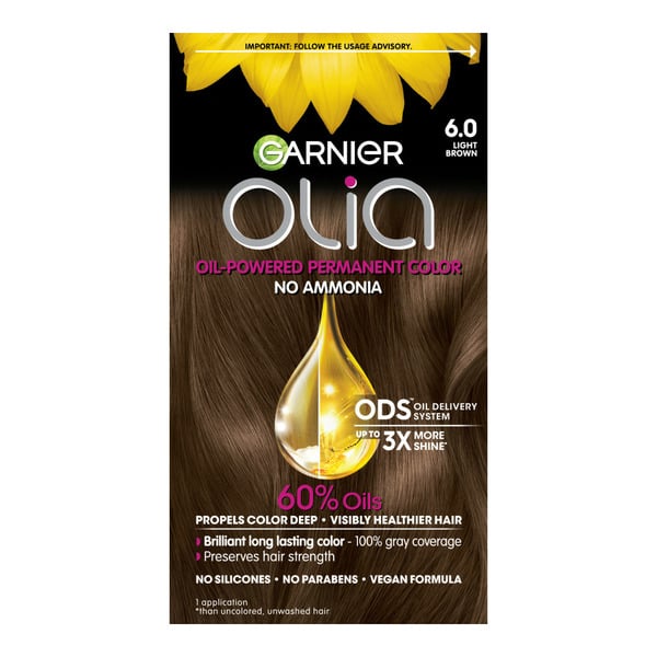 Hair Care Garnier Oil Powered Ammonia Free Permanent Hair Color, 6.0 Light Brown hero