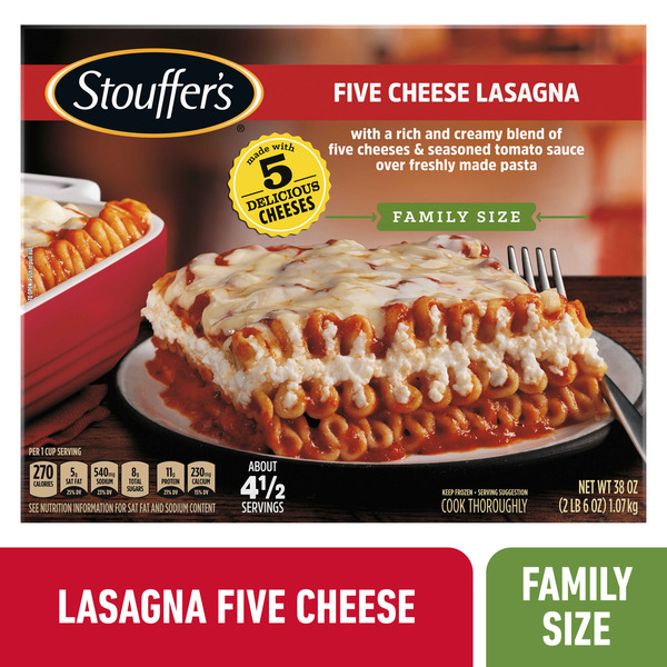 Frozen Meals Stouffer's Family Size Five Cheese Lasagna Frozen Entree hero