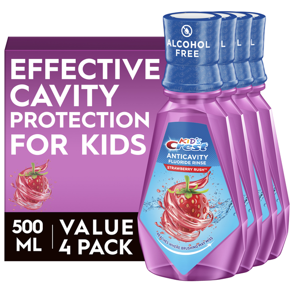 Crest Kid's Anticavity Alcohol Free Fluoride Rinse, Strawberry Rush hero