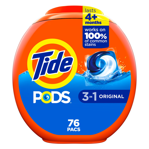 Laundry Tide Liquid Laundry Detergent Soap Pacs, 76 Count, Original Scent hero