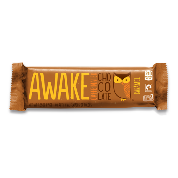 AWAKE Chocolate Caffeinated Milk Chocolate Caramel Bar hero