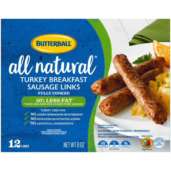 Bacon & Breakfast Meat Butterball All Natural Turkey Breakfast Sausage Links hero