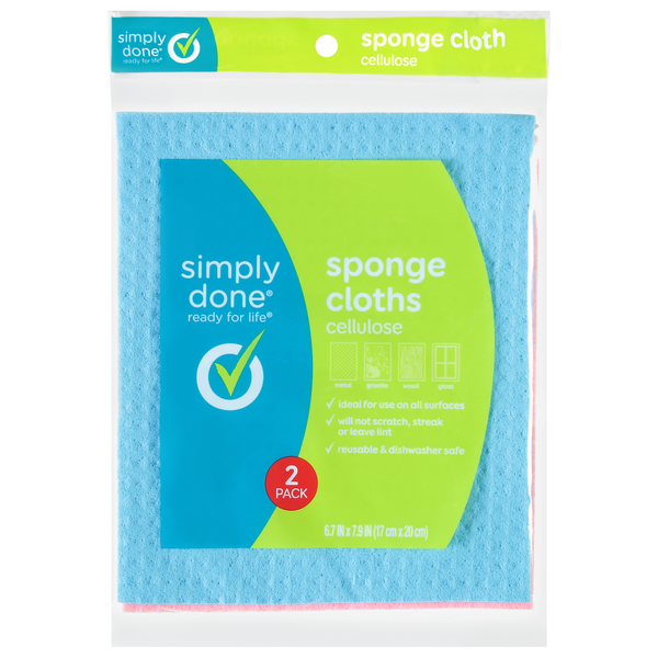 Cleaning Products Simply Done Sponge Cloths, Cellulose, 2 Pack hero