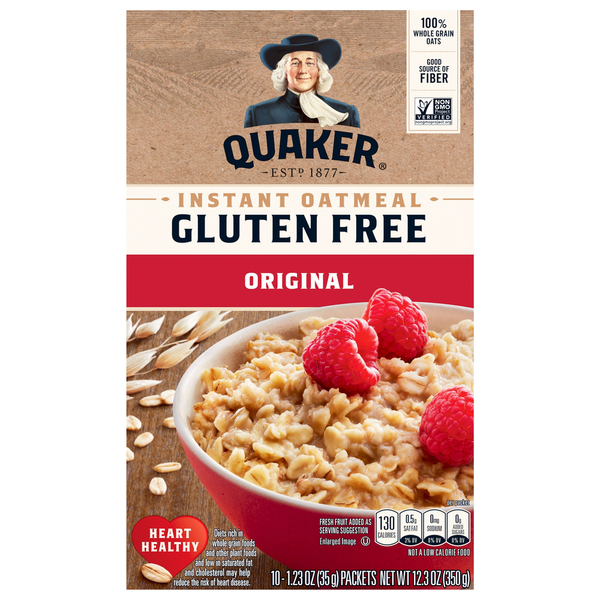 Hot Cereal & Pancake Mixes Quaker Instant Oatmeal, Gluten Free, Original hero