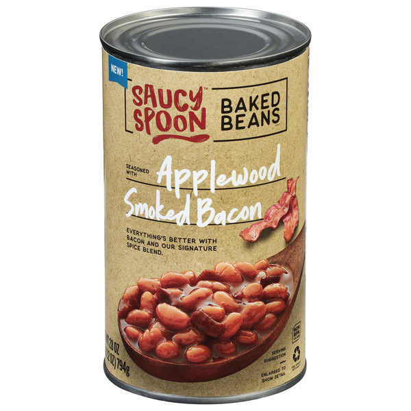 Canned Meals & Beans Saucy Spoon Baked Beans, Applewood Smoked Bacon hero