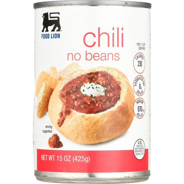 Canned Meals & Beans Food Lion Chili, No Beans hero