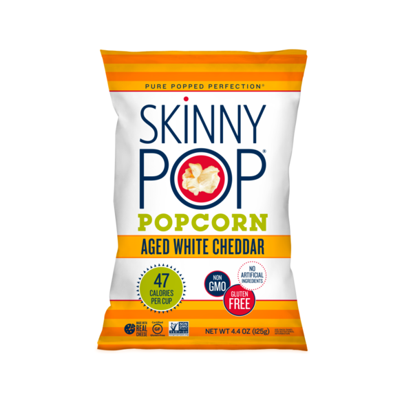 Chips & Pretzels SkinnyPop Popcorn Aged White Cheddar hero