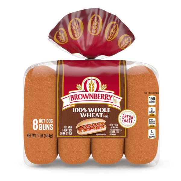 Buns & Rolls Brownberry 8  count, Ground Hot Dog Buns hero