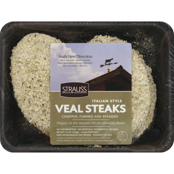 Packaged Meat Strauss Veal Steaks, Italian Style hero