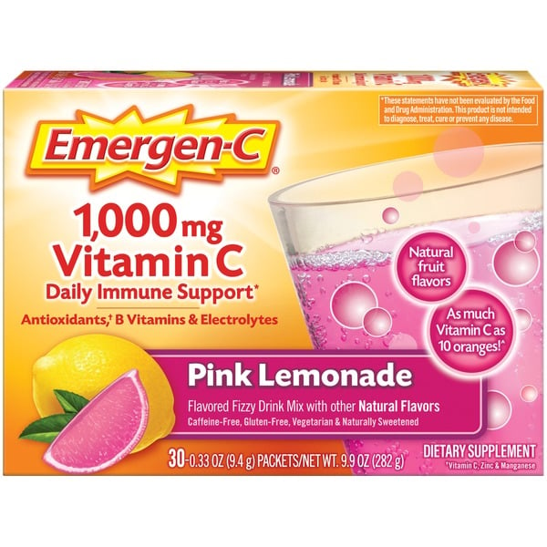 Vitamins & Supplements Emergen-C Vitamin C Fizzy Drink Mix Pink Lemonade hero