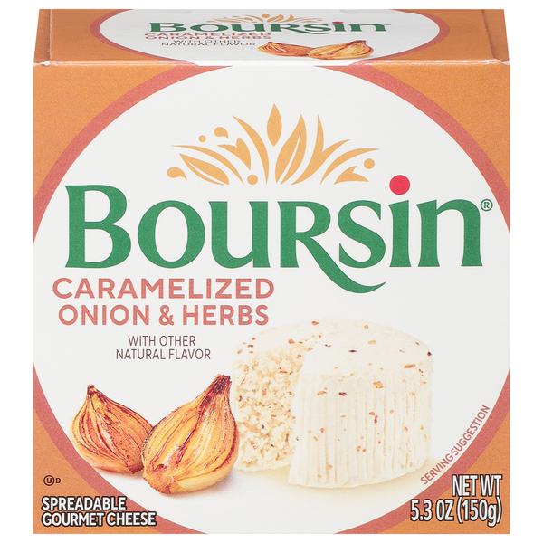 Specialty Cheeses Boursin Cheese, Gourmet, Caramelized Onion & Herbs, Spreadable hero