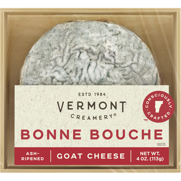 Specialty Cheeses Vermont Creamery Goat Cheese, Bonne Bouche, Ash-Ripened hero