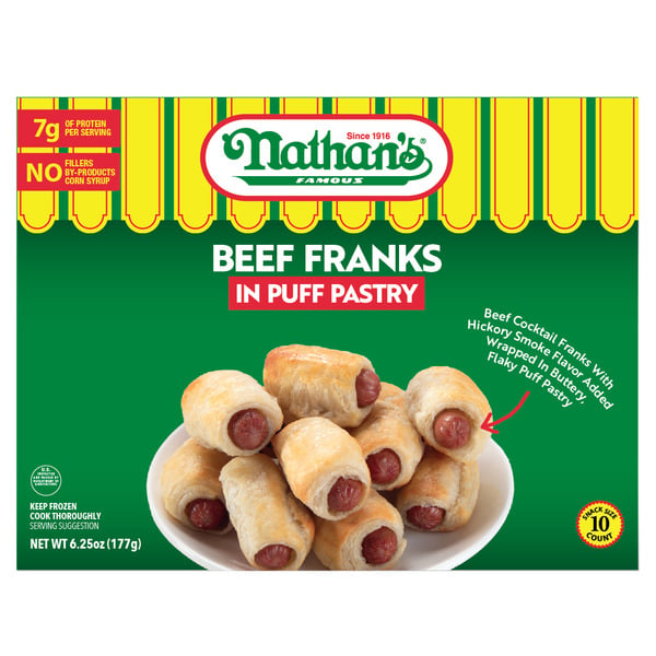 Frozen Appetizers & Sides Nathan’s Famous Beef Franks in Puff Pastry hero