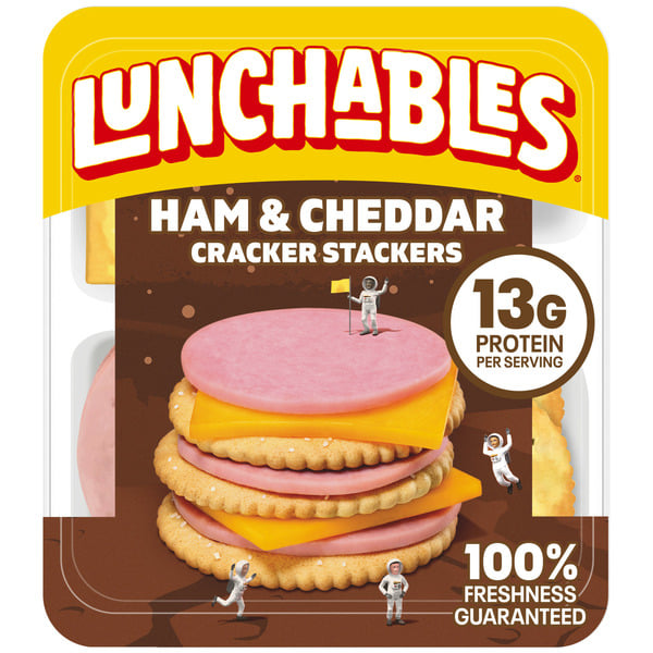 Packaged Lunchmeat Lunchables Ham & Cheddar Cheese with Crackers Kids Lunch Snack Kit hero