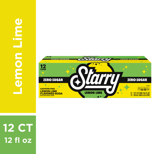 Starry Zero Sugar Lemon Lime Soda, Caffeine Free hero