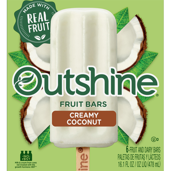 Ice Cream & Ice Outshine Fruit and Dairy Bars, Creamy Coconut hero