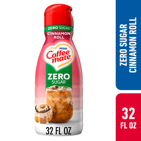 Creamers Coffee mate Zero Sugar Cinnamon Roll Liquid Coffee Creamer hero