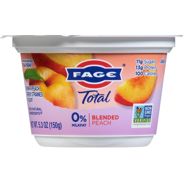 Yogurt FAGE Yogurt, Greek, Nonfat, Peach, Strained hero