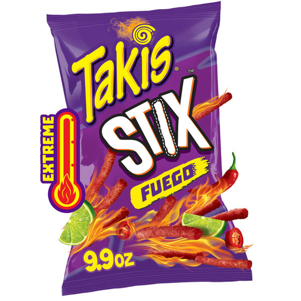 Chips & Pretzels Takis Stix Fuego Corn Snack Sticks Bag hero