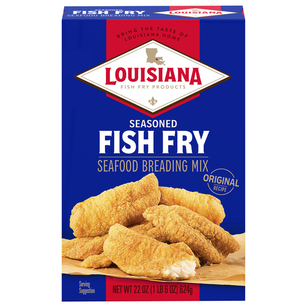 Prepared Meals Louisiana Fish Fry Products Seafood Breading Mix, Fish Fry, Seasoned hero