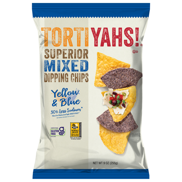 TORTIYAHS! Dipping Chips, Superior, Mixed, Yellow & Blue hero