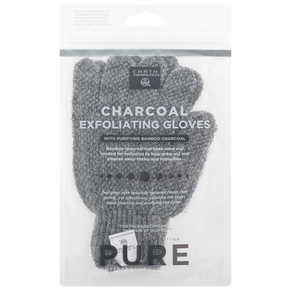 Beauty Earth Therapeutics Exfoliating Gloves, Charcoal, Pure hero