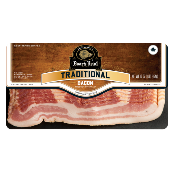 Pork and Ham Boar's Head Naturally Smoked Sliced Bacon hero