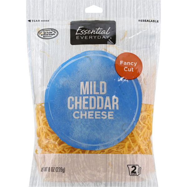 Packaged Cheese Essential Everyday Cheese, Mild Cheddar, Fancy Cut hero