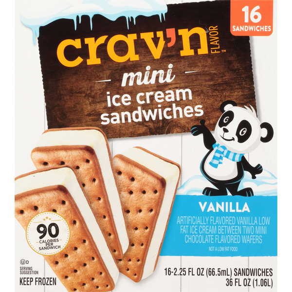 Ice Cream & Ice Crav'n Flavor Ice Cream Sandwiches, Vanilla, Mini hero