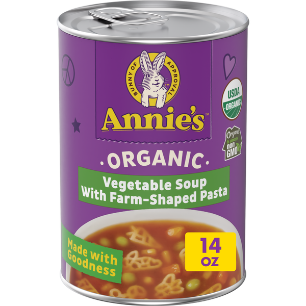 Soup, Broth & Bouillon Annie's Organic Vegetable Soup with Farm-Shaped Pasta hero